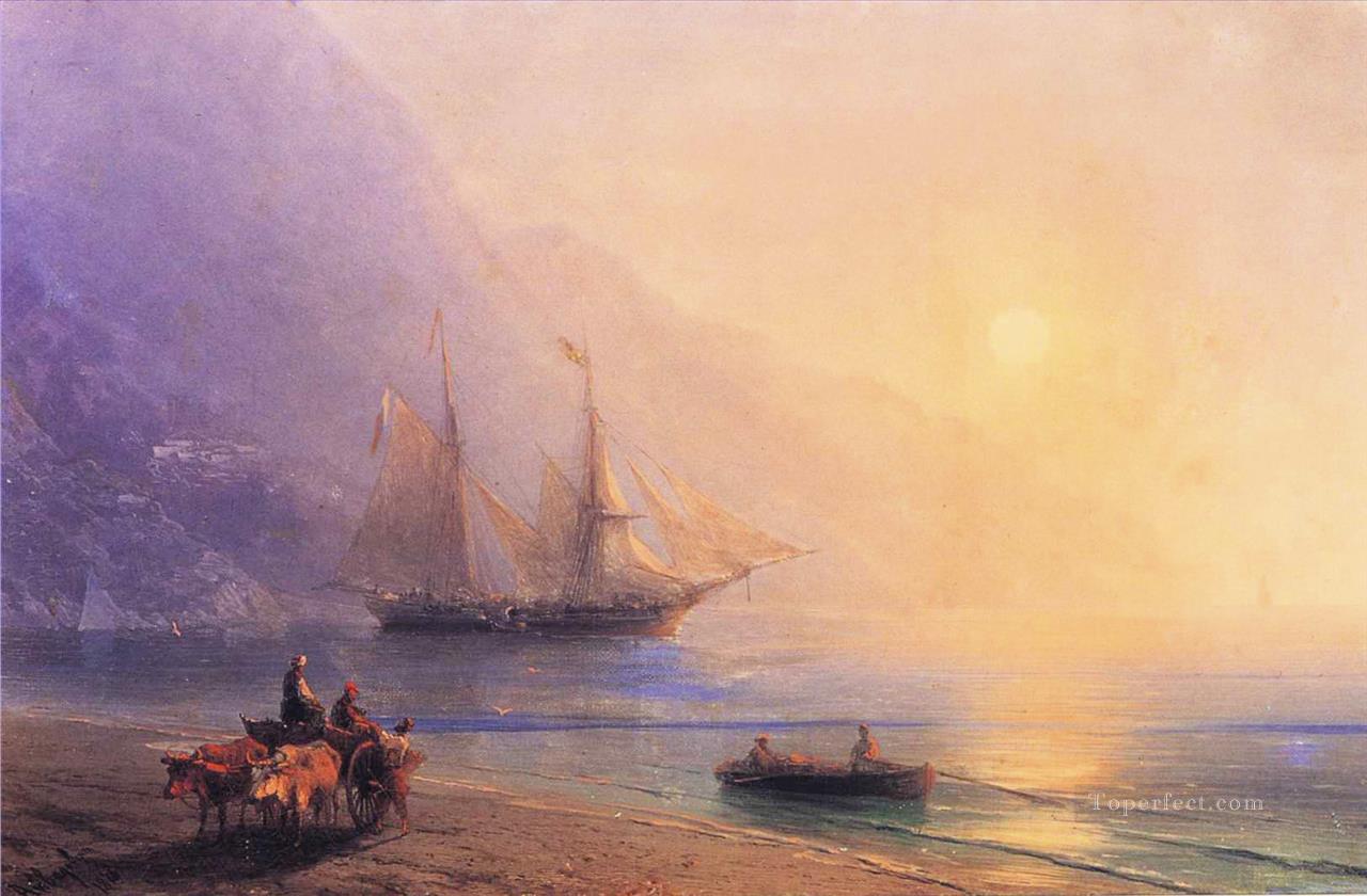 Ivan Aivazovsky loading provisions off the crimean coast Seascape Oil Paintings